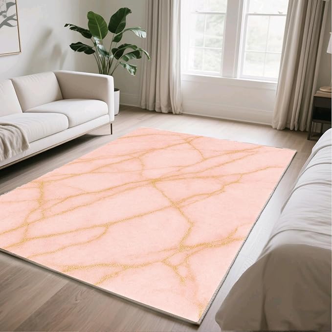 Abstract Marble Rug - 3x5 Rug, Modern Art Rugs, Luxury Marble Entryway Rugs, Washable & Non Slip Carpet Home Decor