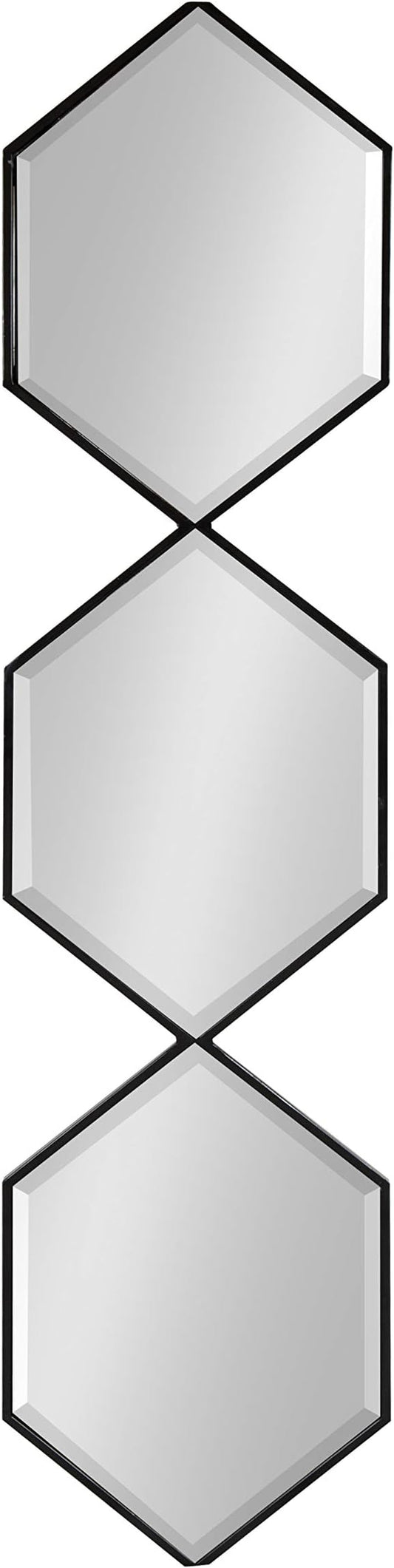 Kate and Laurel Roycen Modern Narrow Geometric Shaped Metal Accent Wall Mirror, 42 x 10 Black