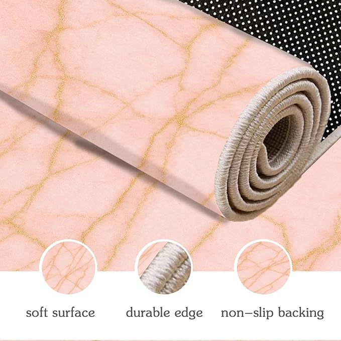Abstract Marble Rug - 3x5 Rug, Modern Art Rugs, Luxury Marble Entryway Rugs, Washable & Non Slip Carpet Home Decor
