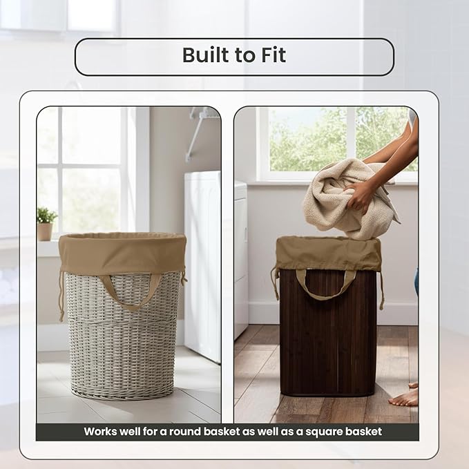 LFH Home Large Premium Cotton Canvas Laundry Bag with Drawstring and Handles Heavy Duty, Multi-Use, and Washable for Home, Travel, College or Storage 28x40 (Pack of 2)-Beige