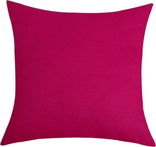 TangDepot Cotton Solid Throw Pillow Covers, 12" x 12" , Brilliant Rose, 1 Count (Pack of 1)