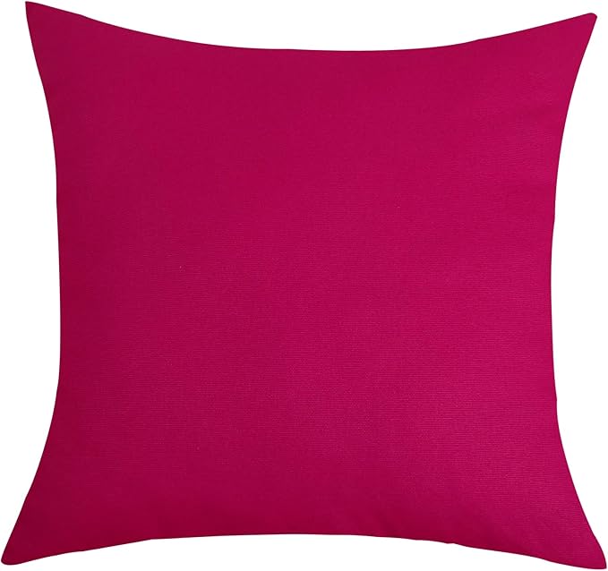 TangDepot Cotton Solid Throw Pillow Covers, 24" x 24" , Brilliant Rose, 1 Count (Pack of 1)