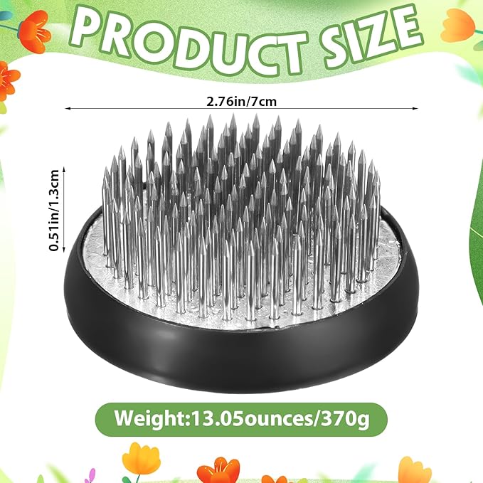 Sliner 16 Pieces Floral Frogs Round Flower Holder Japanese Ikebana Vase Kenzan Flower Arranger Floral Fixed Tools Pin for Arrangement Home DIY Craft(Silver,1.57 Inch)