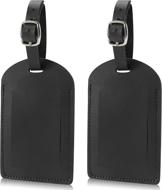 Ringsun Genuine Leather Luggage Tag for Suitcases ID Tags Bag Tags for Luggage (2 Pack)