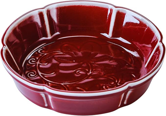 7.8" Oxblood Red Ceramic Decorative Bowl for Kitchen & Entryway Table, Fruit and Keys(Red)