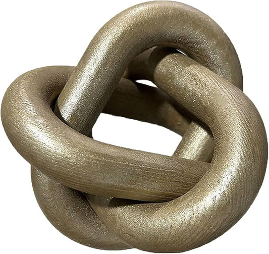 Wood Knot Decor -Coffee Table Decor Shelf Decor Table Books Hand Carved Home Decoration Boho Country Rustic Modern Shabby Chic Style 3 Link Wooden Knot Chain Link Decor (Champagne)