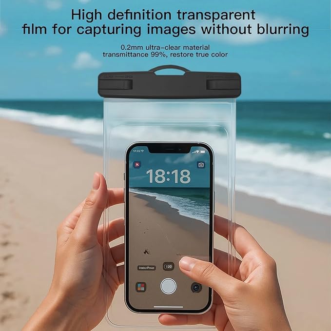 1/2 Pack Waterproof Phone Pouch Compatible with iPhone 17 16 15 Pro Max & Galaxy S24+/S23 7in Waterproof Phone Case, IPX8 Beach Travel Must Haves, Beach Essentials, Black and Red, 2 Pack