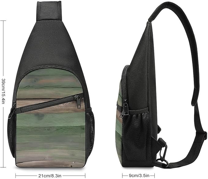 SWEET TANG Cool Sling Backpack for Men Women, Multipurpose Crossbody Shoulder Bag Realistic Rustic Old Barn Wood Pattern, Travel Hiking Zippered Daypack, Adjustable and Breathable