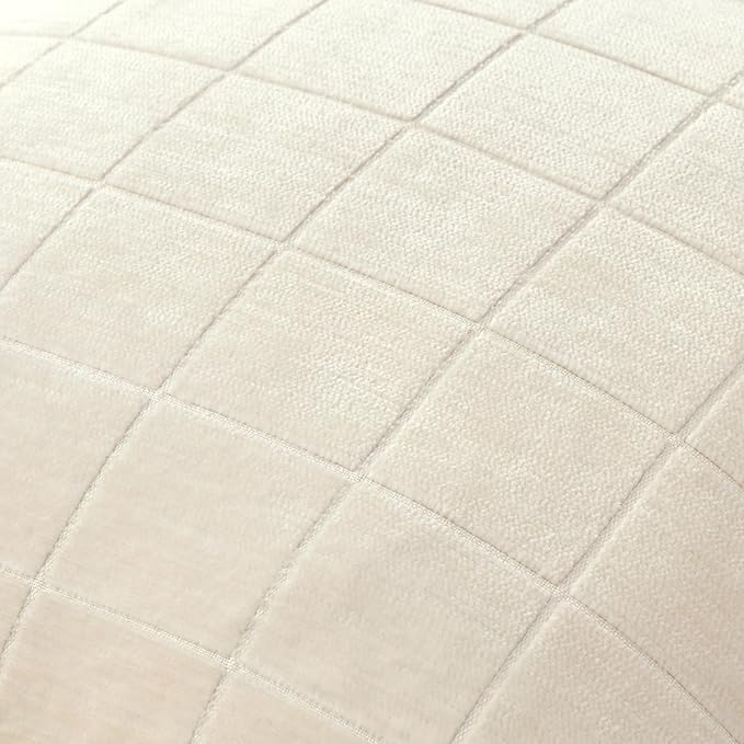 MIULEE Decorative Chenille Check Lumbar Throw Pillow Covers Vintage Plaid Couch Pillows 12x20 Inch Set of 2 Neutral Boho Farmhouse Cushion Covers Modern Spring Decor for Sofa Bed Living Room Cream