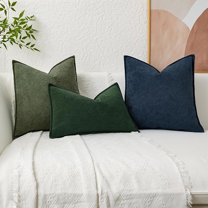 Kevin Textile Waterproof Decorative Pillow Covers Navy Blue 26x26 Inch Pack of 2 Soft Boucle Textured Euro Pillowcases Elegant Accent Pillows for Couch Sofa Chair Bed Home Decor Indoor Outdoor