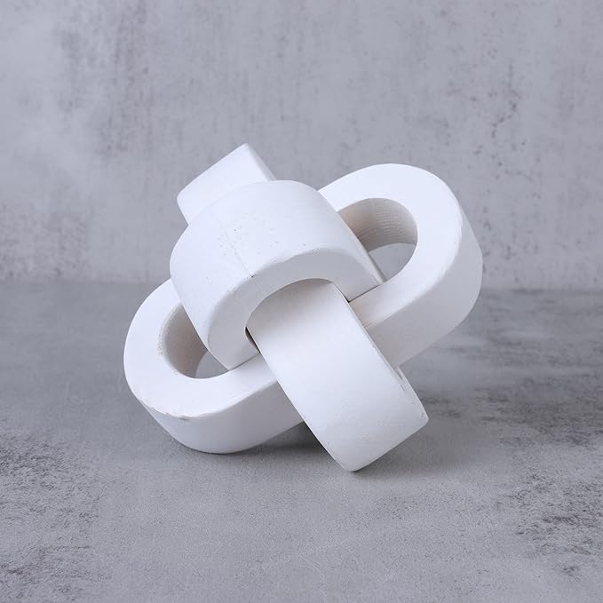 Wood Knot Decor Farmhouse Wood Chain Link Ornaments Accents Wood Art Crafts Decorative Chain Knot Decor Modern Home Accessories for Coffee Table Tiered Tray Boho Bookshelf Decor