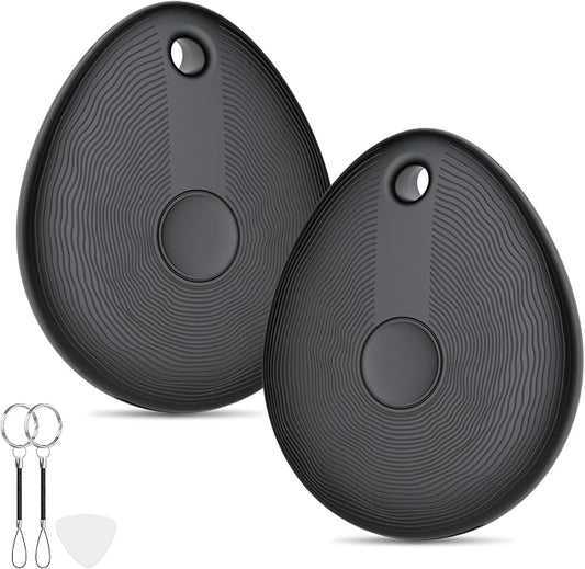 FIQI Air Tracker Tags 2-Pack (Black) – Compatible with Apple Find My (iOS Only), Bluetooth 5.4 Item Locator with Smart Tag for Wallet, Keys, Luggage & Bags, 90 dB+ Alert, 7g Lightweight, Matte Finish