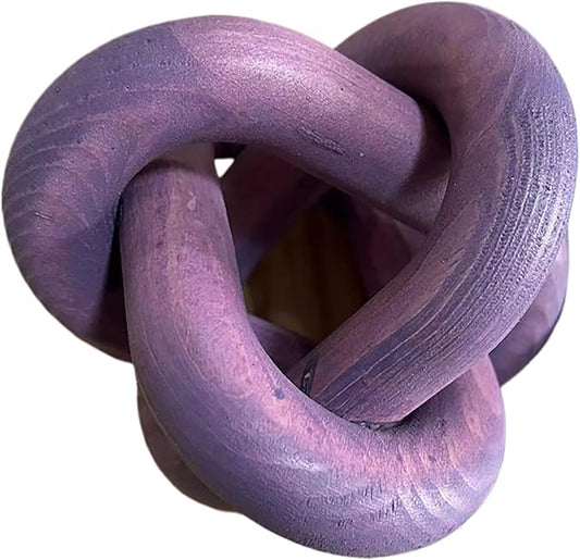 Wood Knot Chain Link Decor - 3 Link Boho Wooden Hand Carved Decorative Wooden Links Knots for Coffee Table Entryway Modern Farmhouse Shelf Decoration (Purple)