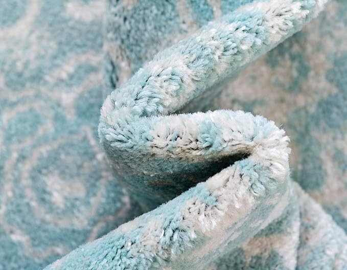 Rugs.com Arlington Collection Rug – 12 Ft Runner Aqua Medium-Pile Rug Perfect for Hallways, Entryways