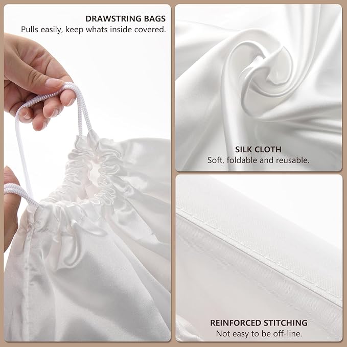 6 Pack 19.6x15.7in Purse Dust Bags for Storage, Dust Bags for Handbags Storage Silk Cloth Bags With Drawstring for Storage Handbag, Purse, Shoes, Boots(White)