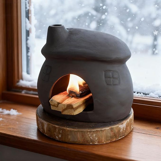 Palo Santo Burner - Mini Tabletop Chiminea House Design, Smudge Bowl Holder for Sage & Incense Cones - Perfect for Meditation, Ash,Zen,Yoga, Spiritual Altars, Home Décor & Thoughtful Gifts