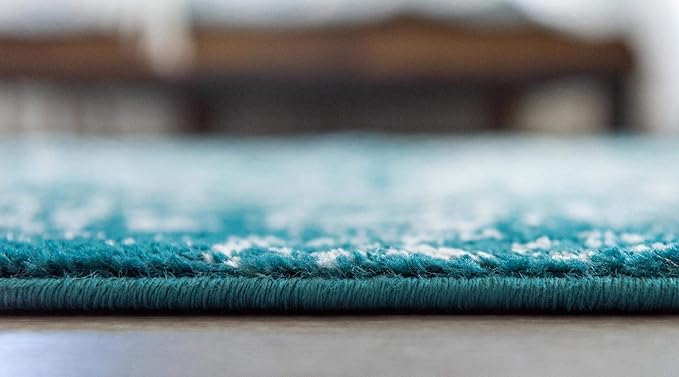 Rugs.com Arlington Collection Rug – 8 Ft Square Turquoise Medium-Pile Rug Perfect for Living Rooms, Kitchens, Entryways