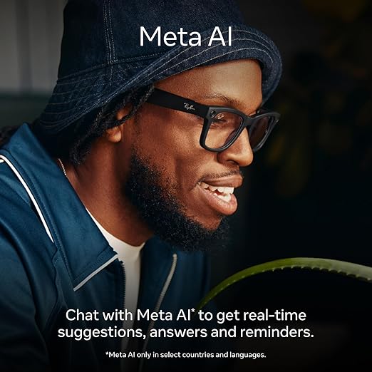 Ray-Ban Meta (Gen 1) Skyler, Shiny Black | Smart AI Glasses for Men, Women — 12 MP Camera, Open-Ear Speakers for Audio, Video Recording, Bluetooth — Transitions® Cerulean Blue — Wearable Technology