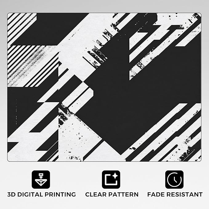 Black and White Rugs for Home Decor, 3x4 ft, Abstract Geometric Area Rugs for Living Room, Soft Non Slip Washable Modern Minimalist Carpet Bedroom Decorations Dt-Ghf-31