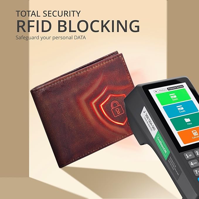 Oak Leathers Slim Leather Wallet for Men - RFID Blocking Slim Minimalist Front Pocket - Thin & Stylish with ID Window, Gift For Men (Vintage Brown)