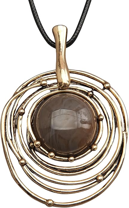 Leather Necklace for Women Boho Choker Necklace Long Cord Leather Pendant Bohemian Neckalce Vintage Alloy Pendant Leather Rope Necklace Wooden Necklaces for Women