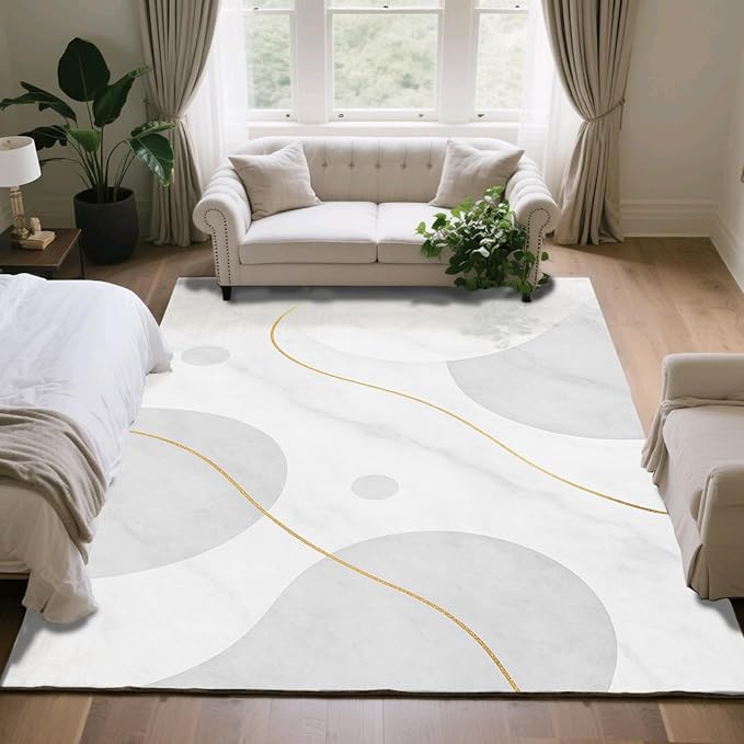 Minimalist Marble Rug - 2x4 Rug, Abstract Marble Hallway Rugs, Modern Luxury Runner Rugs, Washable & Non Slip Small Carpet Home Decor