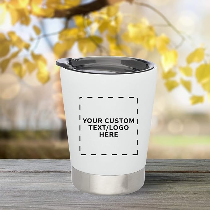Personalized 12 oz. Itsy Vacuum Insulated Travel Mugs - 6 Pack - Custom Text, Logo - White