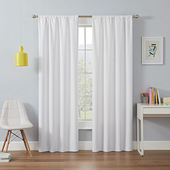 ECLIPSE Kendall Modern Blackout Thermal Rod Pocket Window Curtain for Bedroom or Living Room (1 Panel), 42" x 54", White