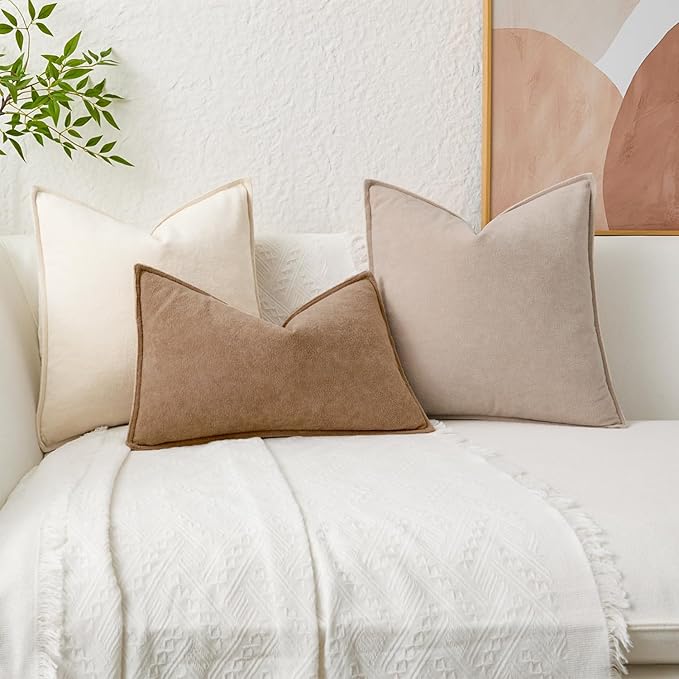 Kevin Textile 12x24 Inch Lumbar Pillow Cover 1 Pack Soft Boucle Textured Decorative Waterproof Rectangle Cushion Elegant Accent Pillow for Couch Sofa Chair Bed Home Decor Indoor Outdoor Camel