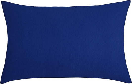 TangDepot Handmade Decorative Solid 100% Cotton Canvas Throw Pillow Covers/Pillow Shams, (12"x18", Royal Blue)