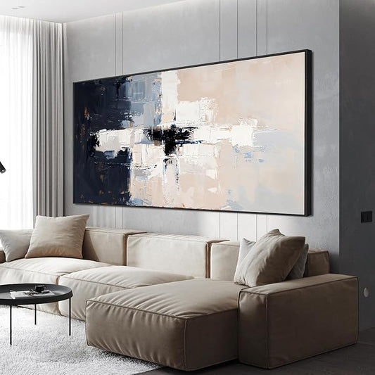 Abstract Wall Art Decor Oversized Framed Wall Art Pictures for Living Room Black and White Wall Art Decor Large Abstract Canvas Art Wall Decor Modern White Wall Art Prints Bedroom Office Decor 29" X 58"