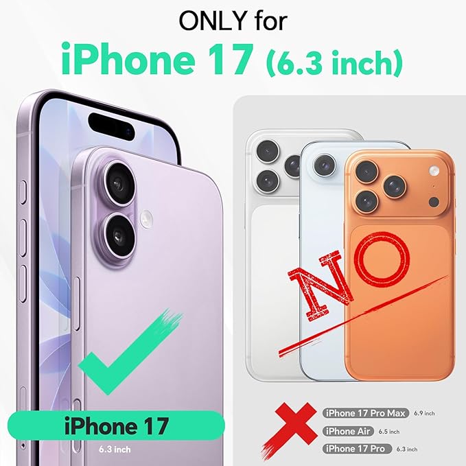 TUCCH Detachable Case Wallet for iPhone 17 (6.3") 2025, Removable Wrist Strap, Wireless Charging, Stand, 4 Card Slots RFID Blocking, 2-in-1 Magnetic, PU Leather, Shockproof Folio Cover, Textured Black