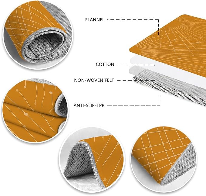 Modern Washable Area Rug 8x10, Boho Minimalist Non-Slip Rugs, Abstract Striped Soft Carpet for Living Room Bedroom Nursery Room Home Decor Office, Pet Friendly, Orange Beige