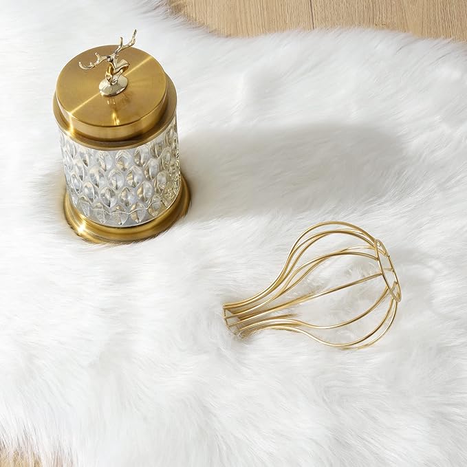 Fluffy Faux Fur Rug White Sheepskin Area Rug,4x6 Ft Ultra Soft Shaggy Plush Rug for Bedroom Bedside Living Room Nursery Kids Room