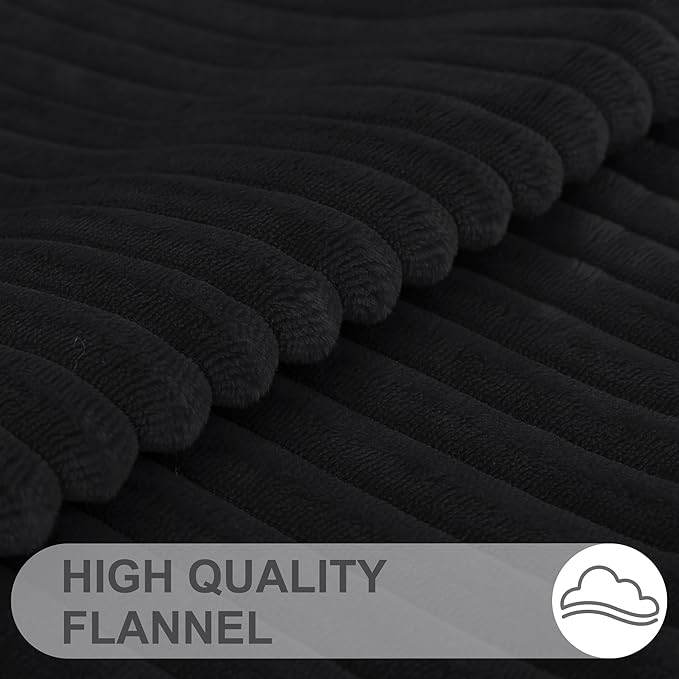 Simmore Decorative Spring Throw Pillow Covers 18x18 Set of 2, Soft Natural Plush Flannel Double-Sided Fluffy Couch Pillow Covers for Sofa Living Room, Black