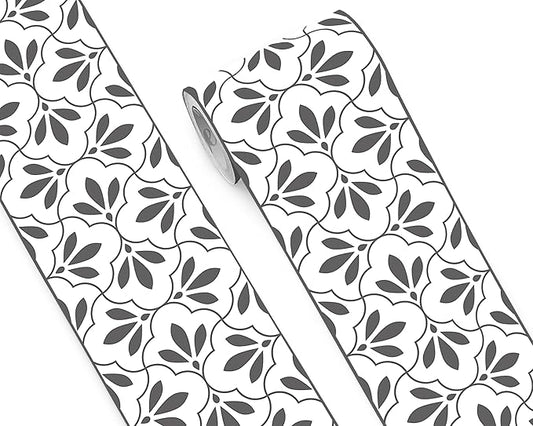 FLFK Wallpaper Border Black and White Patterns Peel and Stick Wall Border Self Adhesive Wallpapers for Living Room Bedroom Kitchen Bathroom 8"x240"