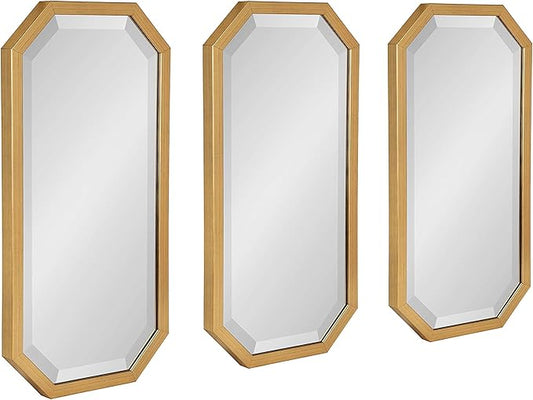 Kate and Laurel Laverty Modern Decorative Octagon Wall Mirror Set, Set of 3, Gold, Geometric Wall Accent Mirrors for Home