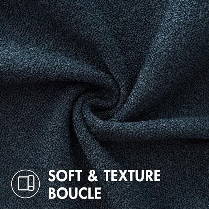 MIULEE 24x24 Decorative Euro Sham Throw Pillows for Bed Set of 2 Textured Boucle Neutral Winter Throw Pillow Covers Navy Blue Accent Solid Couch Pillowcases Sofa Livingroom Home Decor
