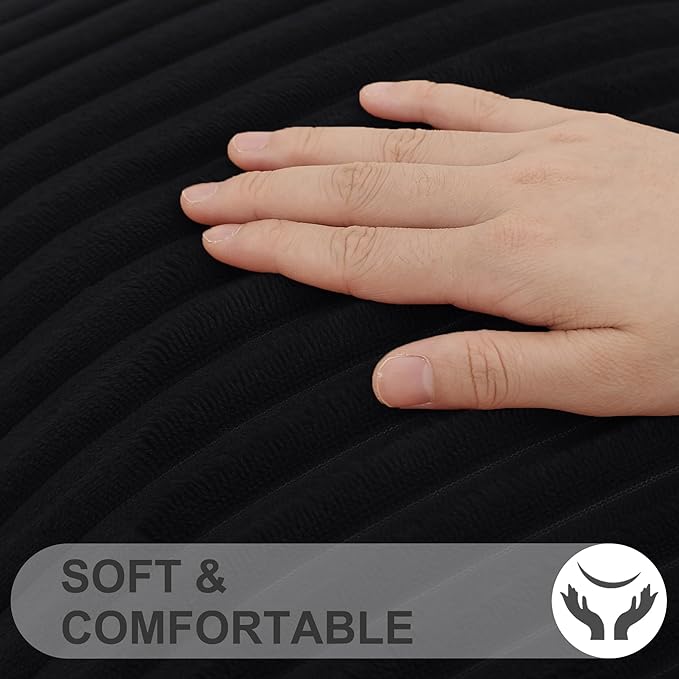 Simmore Decorative Spring Euro Sham Throw Pillow Covers 22x22 Set of 2, Soft Natural Plush Flannel Double-Sided Fluffy Couch Pillow Covers for Sofa Living Room, Black