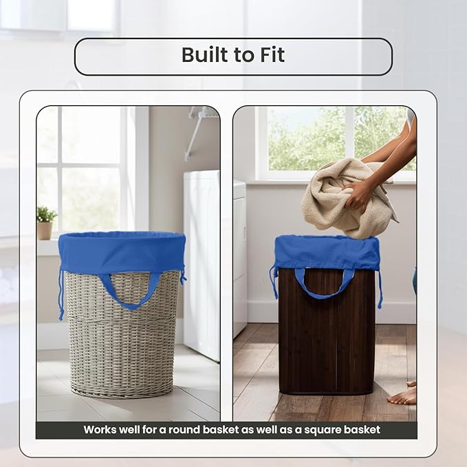 LFH Home Cotton Canvas Large Laundry Bag with Handle, Heavy Duty Drawstring Closure Washable Laundry Bags, School Travel, Home, Hotel, College Dorm, Organizer Sack, Toys Clothes 28x40-Sky Blue