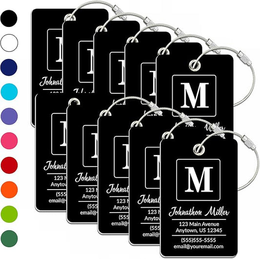 Personalized Luggage Tag | 10 Pack | Custom Luggage Tags for Suitcases | Kids Backpack Tag | 10 Color Options & Choose Font, Font Color