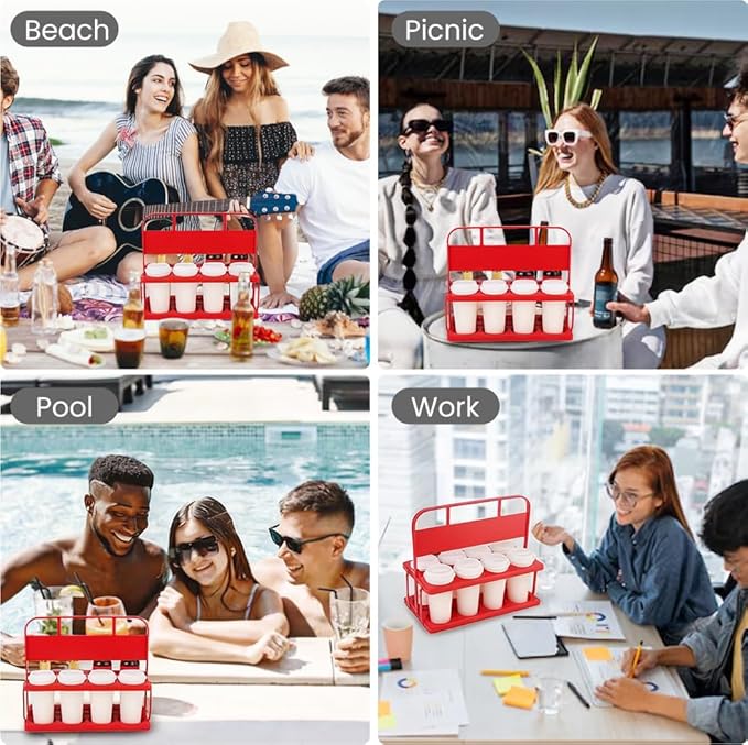 musbus Reusable Drink Carrier with Handle for Delivery Drivers, Portable Cup/Coffee Holder Accessories for Delivery, Foldable Drinks Caddy with Tray, Car Durable Plastic Festive Bottle, Vacation