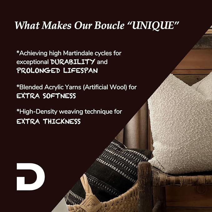 DOMVITUS Boucle Pillow Covers - Luxury Throw Pillows for Bed & Sofa, Decorative Accent Couch Cushion Case, 1PC, Buttery Cream