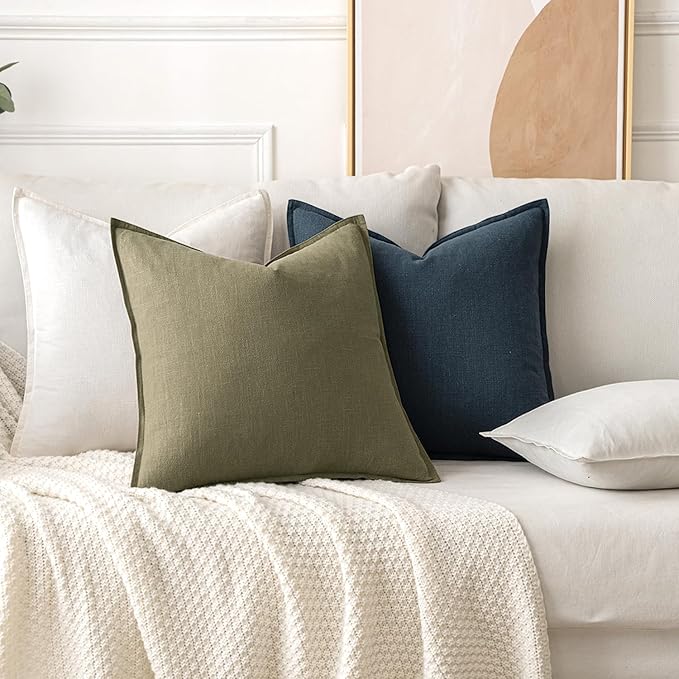 MIULEE Decorative Linen Lumbar Pillow Covers 12x20 Inch Navy Blue Boho Farmhouse Neutral Couch Throw Pillows for Bed Pack of 2 Accent Coastal Modern Pillowcase Summer Sofa Livingroom Home Decor