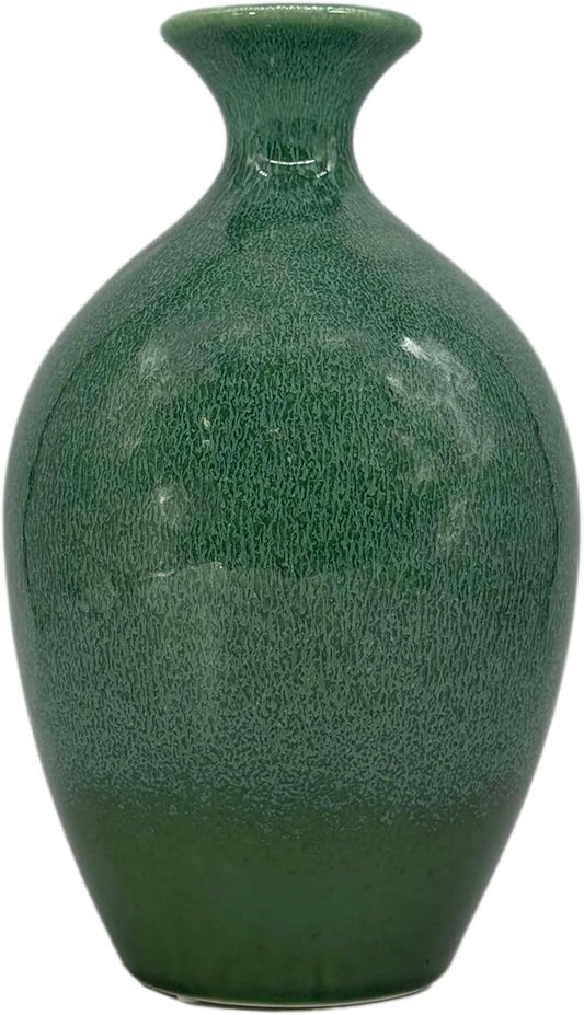 Galt International Green Reactive Glazed Decorative Ceramic Vase, 11 Inch, Green Monochrome, Modern Home Decor