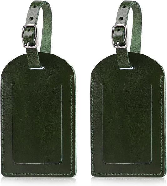 Ringsun Genuine Leather Luggage Tag for Suitcases ID Tags Bag Tags for Luggage (2 Pack)