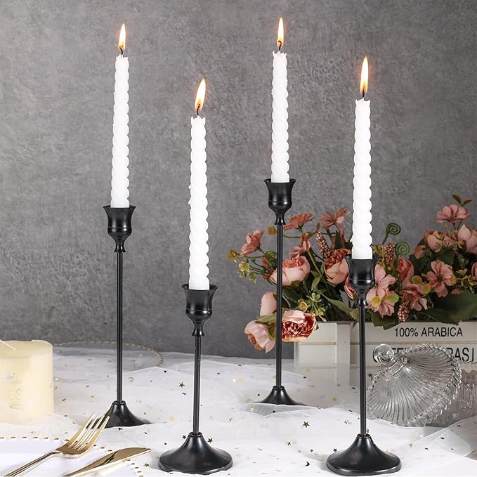Candlestick Holders, 6PCS Metal Taper Candle Holder, Black Candle Holders for Candlesticks, Candle Holder for Wedding Fireplace Mantel Housewarming Gift