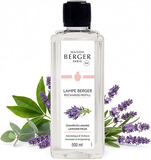 Lavender Fields | Lampe Berger Fragrance Refill by Maison Berger | for Home Fragrance Oil Diffuser | Purifying and perfuming Your Home | 16.9 Fluid Ounces - 500 milliliters | Made in France