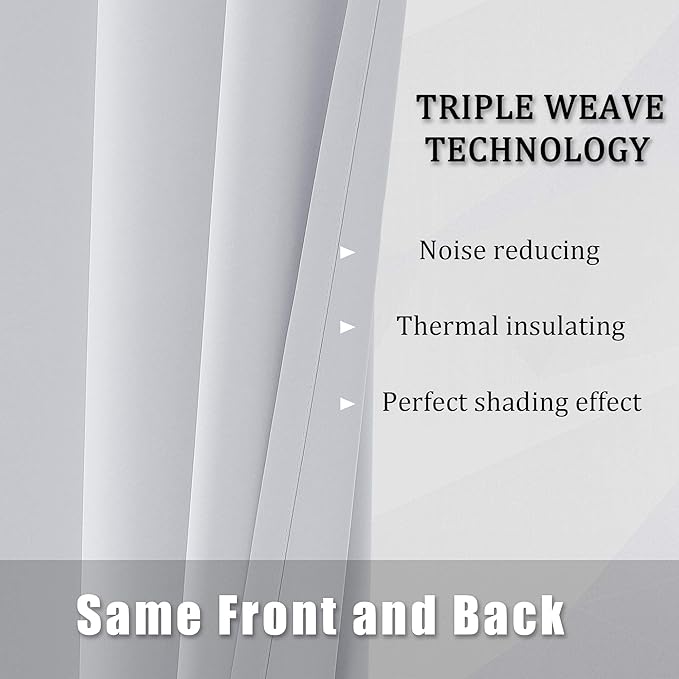 DUALIFE Greyish White Bedroom Curtains with Grommet 72 Inch Length White Curtains Panels for Kids Bedroom Thermal Insulated Room Darkening Window Drapes for Living Room 52x72 Inches Long,2 Panels