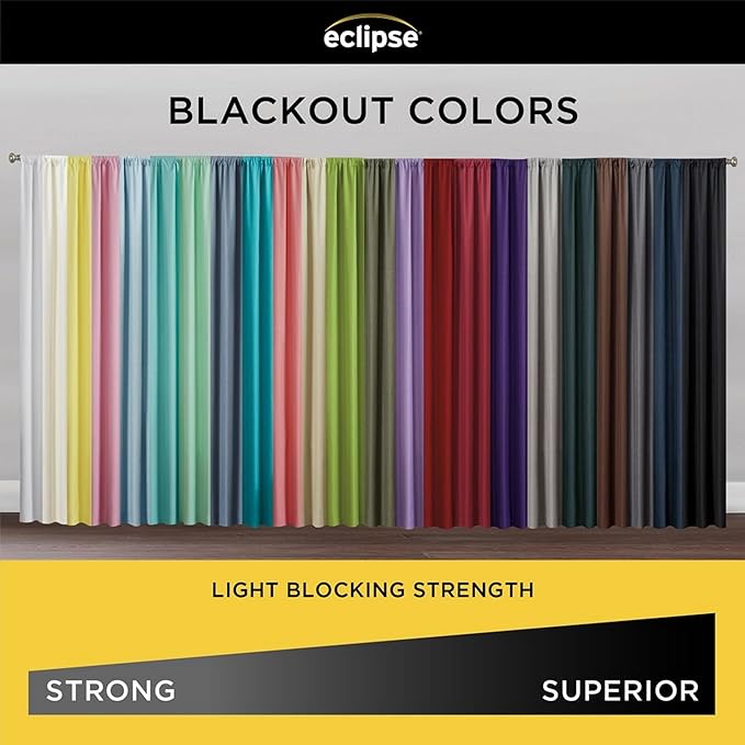 ECLIPSE Kendall Modern Blackout Thermal Rod Pocket Window Curtain for Bedroom or Living Room (1 Panel), 42" x 63", Pool